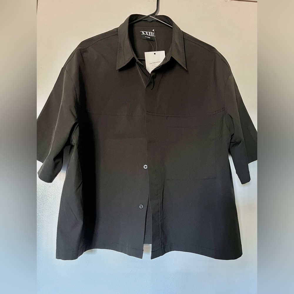 Crop Top Black Button Up Culture Kings Size XL
